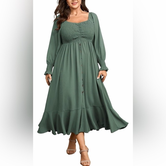 None Dresses & Skirts - 🆕Plus Size Smocked Casual Maxi Dress for Curvy Dress